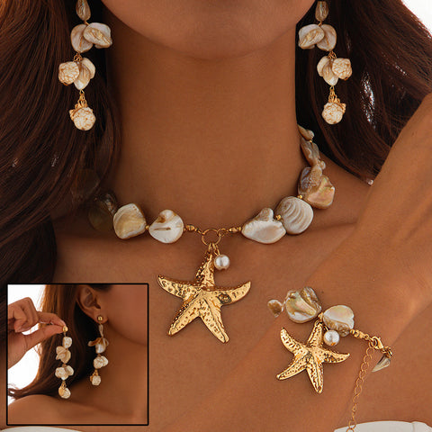 Bohemian Conch Pendant Choker – Starfish Beaded Beach Necklace for Women