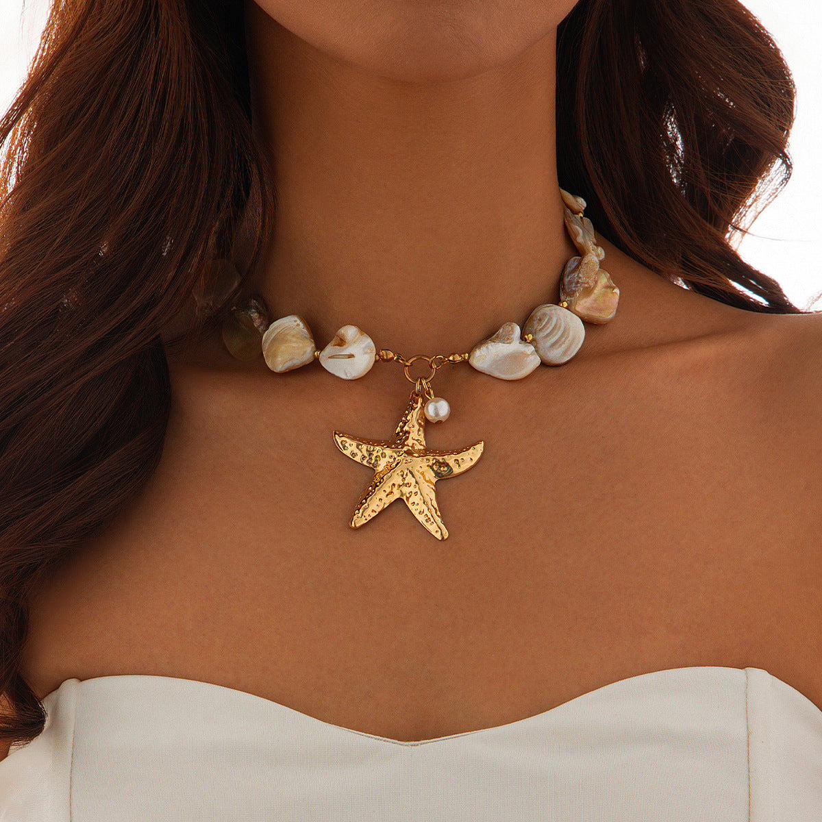Bohemian Conch Pendant Choker – Starfish Beaded Beach Necklace for Women