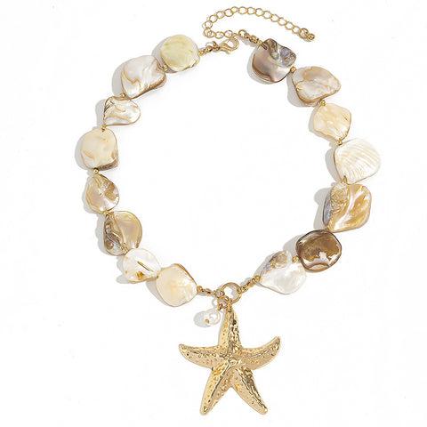 Bohemian Conch Pendant Choker – Starfish Beaded Beach Necklace for Women