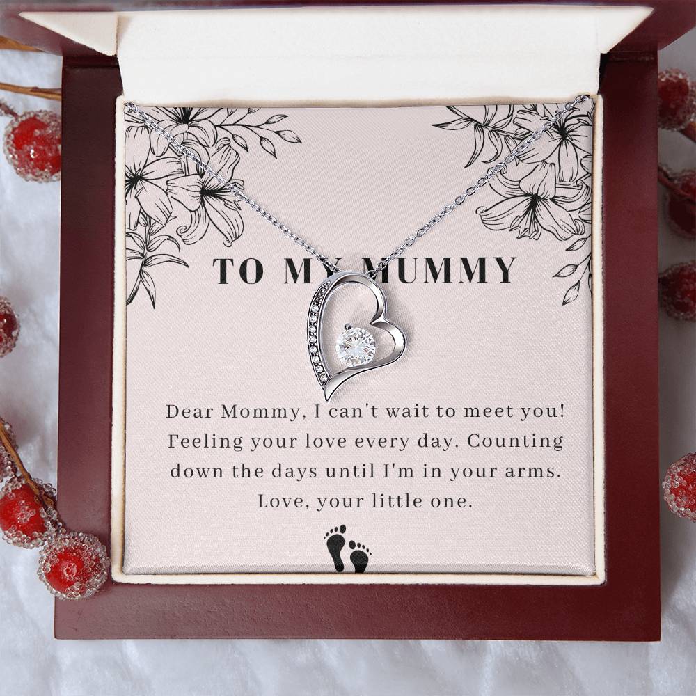 Mummy To Be - Baby Bump Pregnancy - Baby Shower - Silver Pendant Necklace with Personalized Message Card