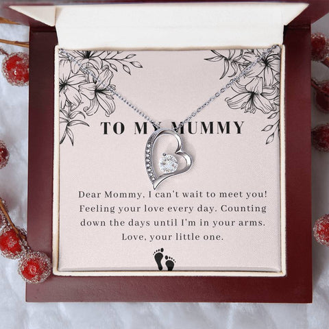 Mummy To Be - Baby Bump Pregnancy - Baby Shower - Silver Pendant Necklace with Personalized Message Card