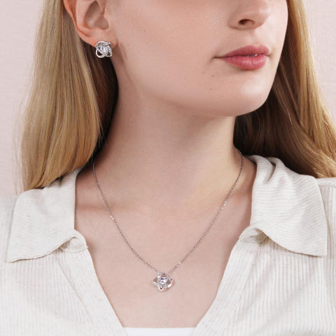 Shining Success: Love Knot Earring & Necklace Set for Your Well-Deserved Kudos