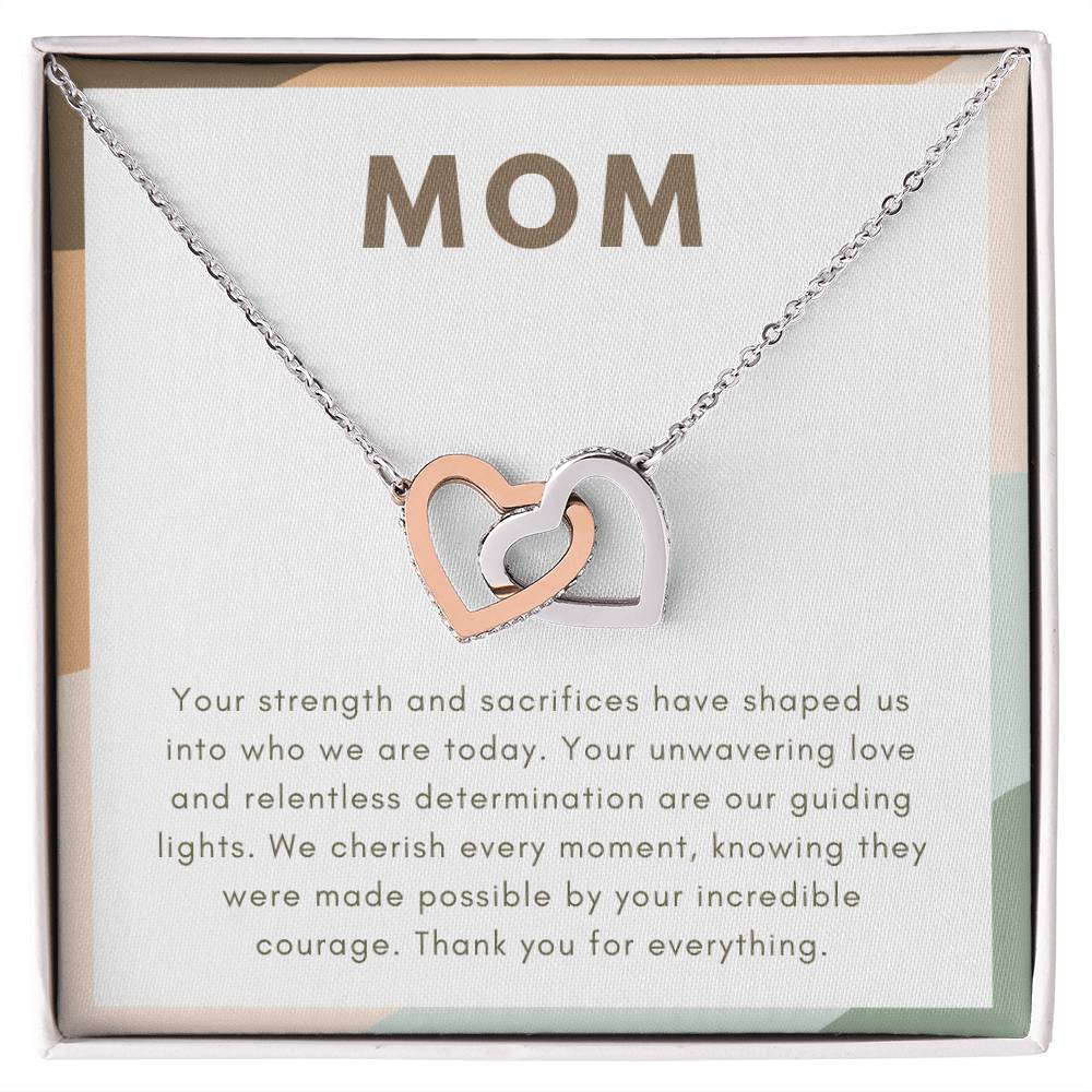 To My Amazing Mom Necklace-Interlocking Hearts