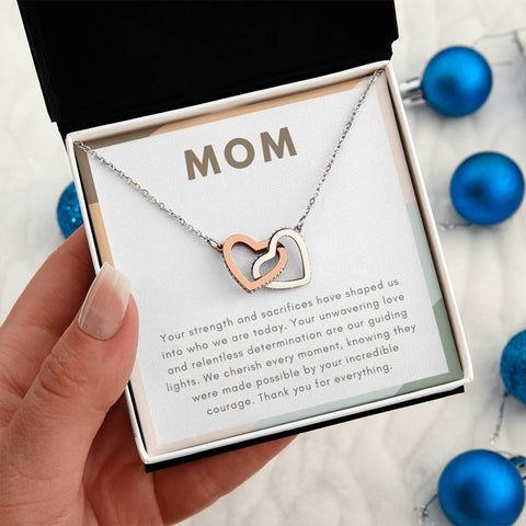 To My Amazing Mom Necklace-Interlocking Hearts