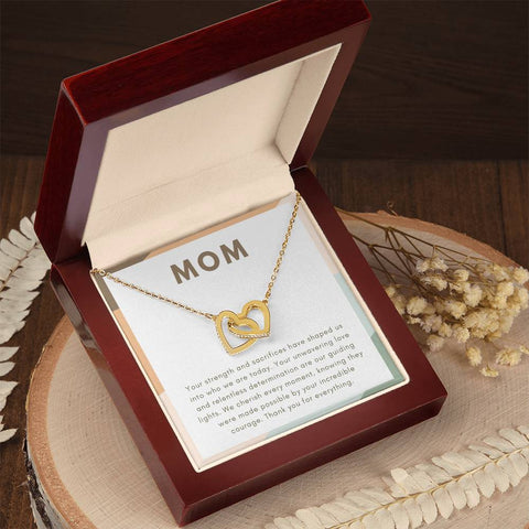 To My Amazing Mom Necklace-Interlocking Hearts