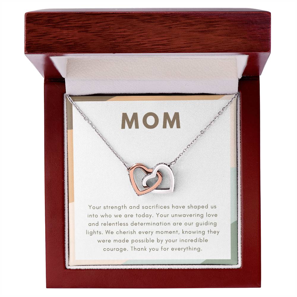 To My Amazing Mom Necklace-Interlocking Hearts