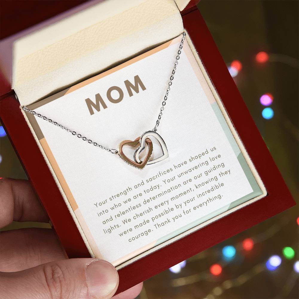 To My Amazing Mom Necklace-Interlocking Hearts