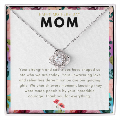 Mother Day-  Love Knot Necklace + Flower Bouquet Bundle