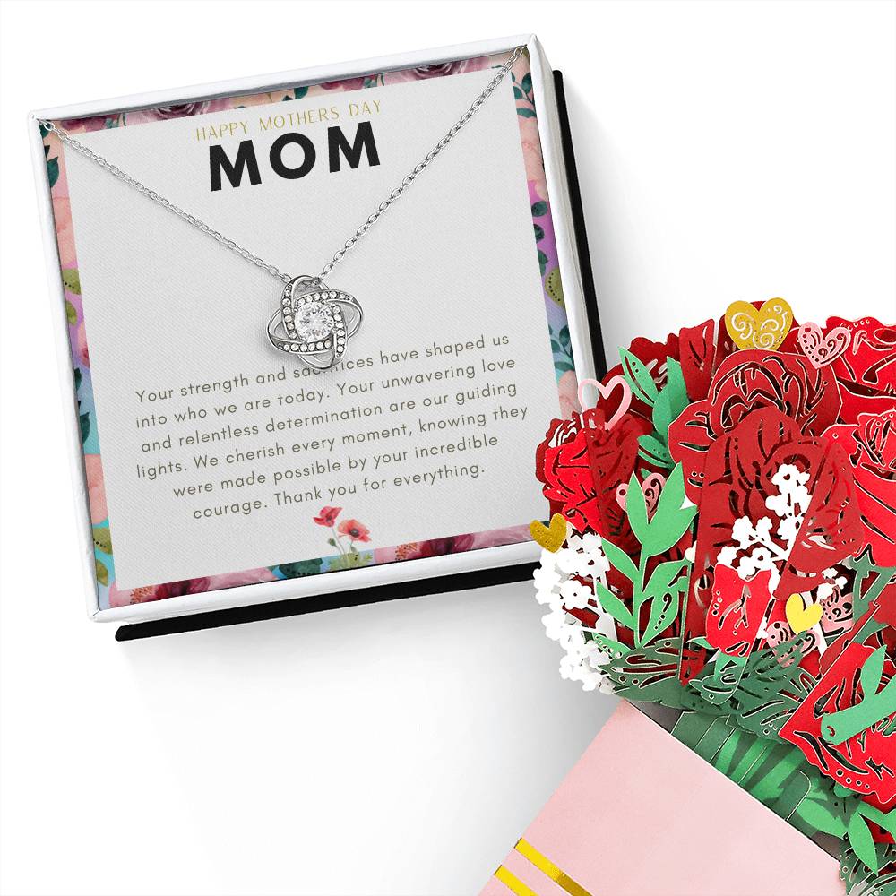 Mother Day-  Love Knot Necklace + Flower Bouquet Bundle