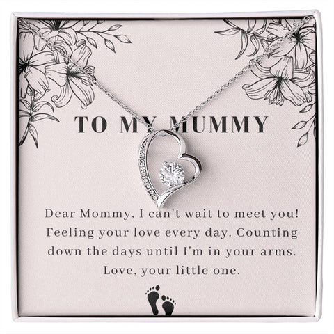 Mummy To Be - Baby Bump Pregnancy - Baby Shower - Silver Pendant Necklace with Personalized Message Card