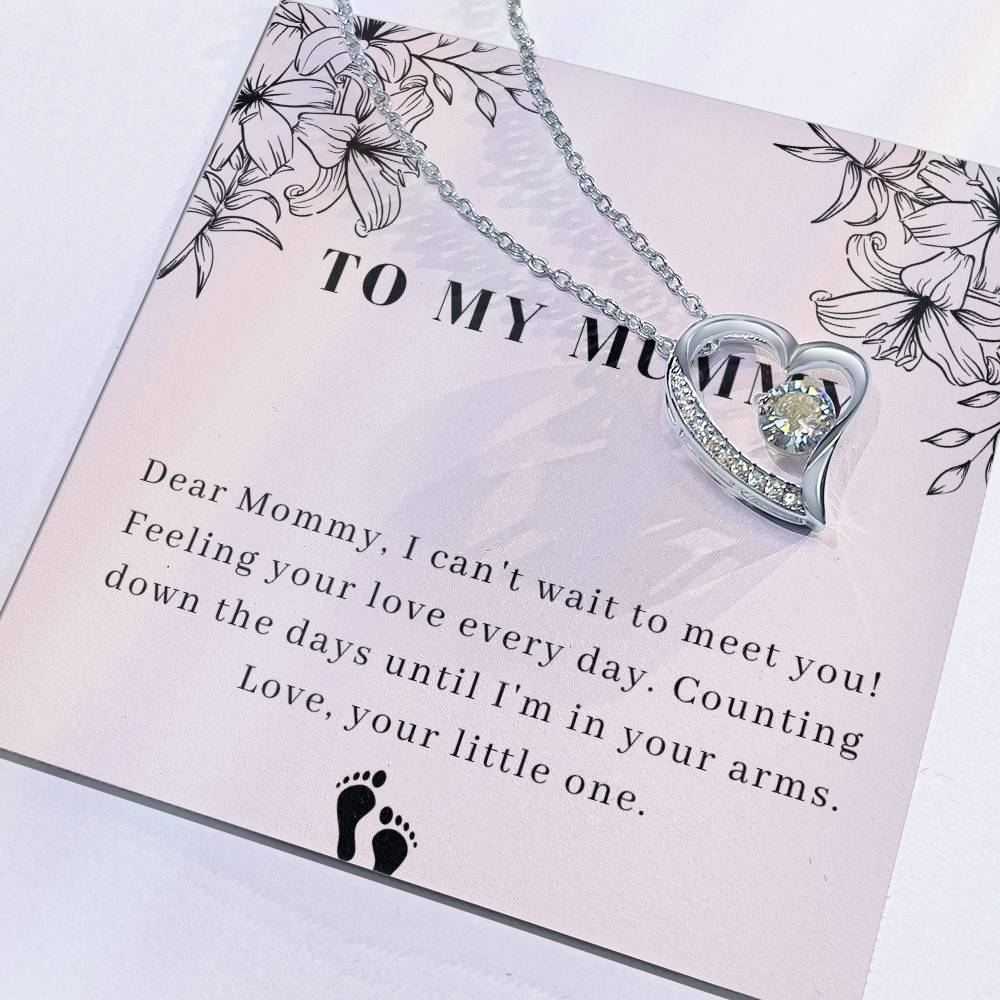 Mummy To Be - Baby Bump Pregnancy - Baby Shower - Silver Pendant Necklace with Personalized Message Card