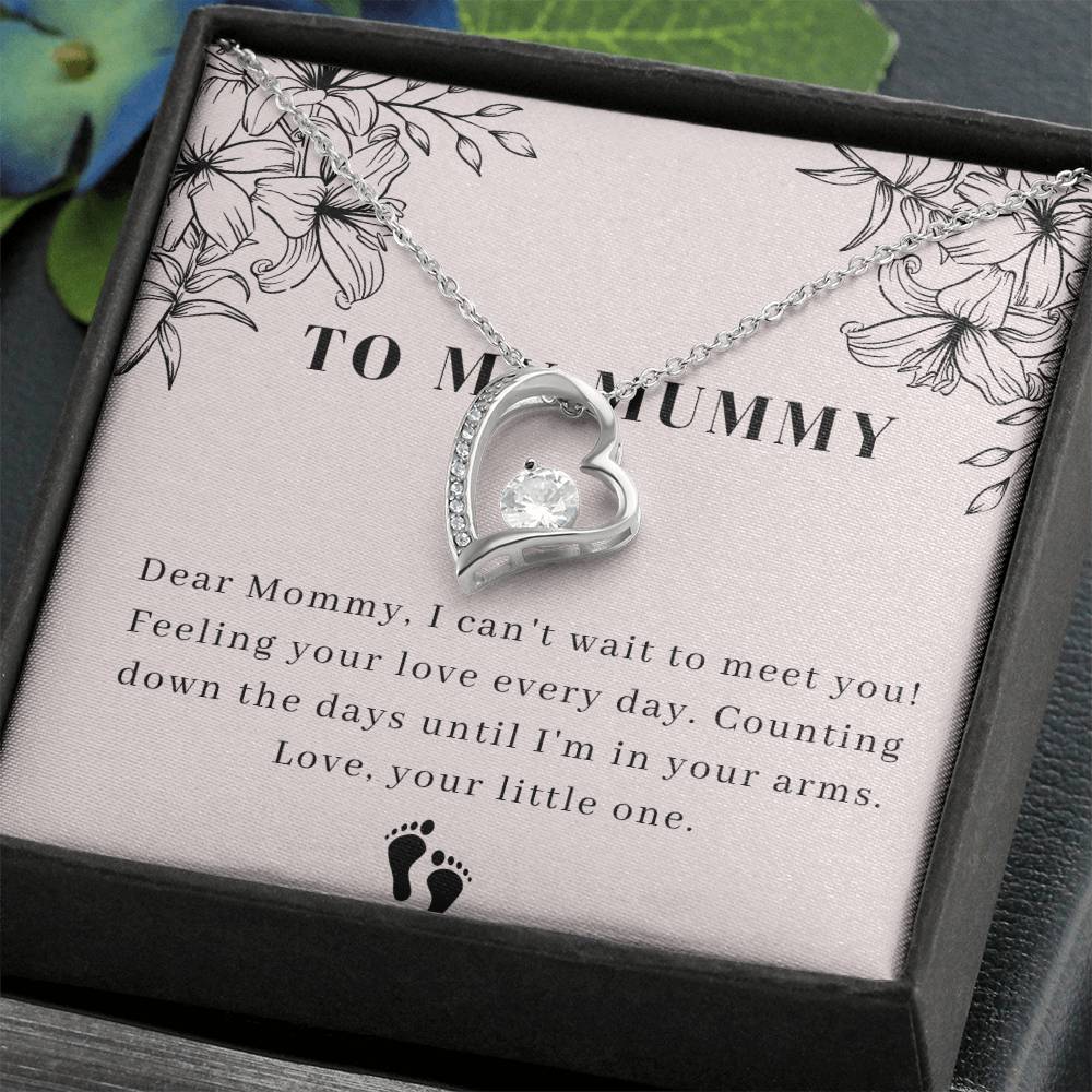 Mummy To Be - Baby Bump Pregnancy - Baby Shower - Silver Pendant Necklace with Personalized Message Card